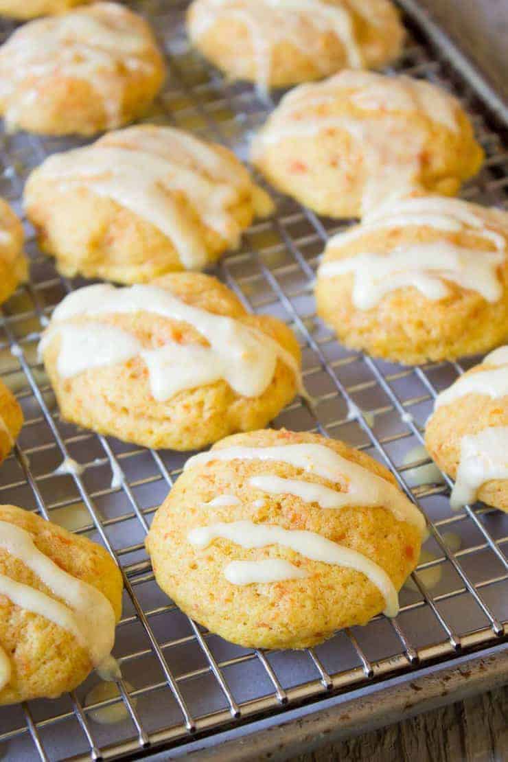 Carrot cookies with orange glaze