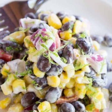 Black bean and corn salad with a jalpeno lime dressing. beyondthechickencoop.com