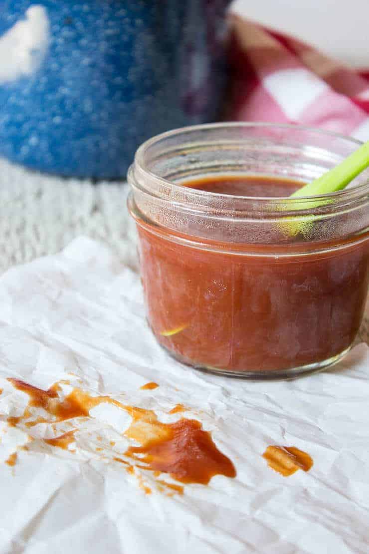 Homemade BBQ Sauce in a glass canning jar.