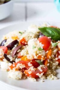 Quinoa, bell peppers, tomatoes and mozzarella make up this delicious Quinoa Salad.