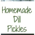 Homemade Dill Pickles - Recipe for making dill pickles one jar at a time or a dozen jars at a time.