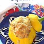 Pattypan squash filled with cheesy stuffing.