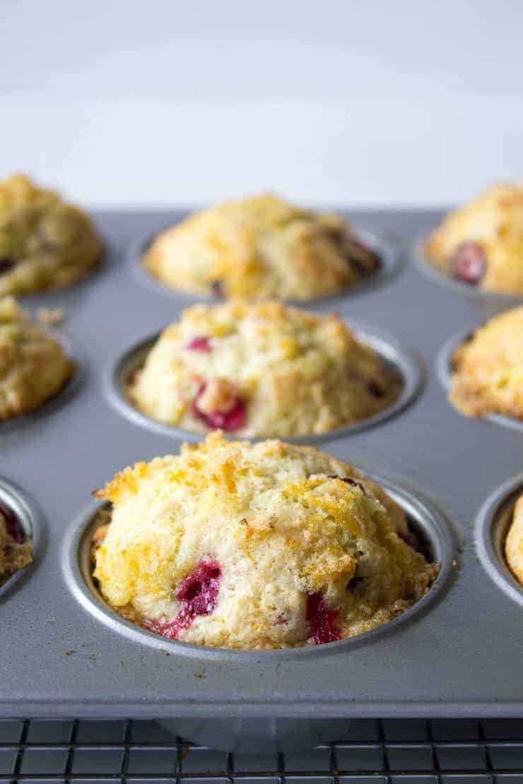 Baked muffins in a muffin tin. 