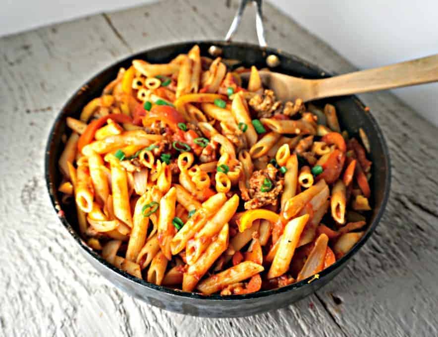one pot sausage peppers onions pasta