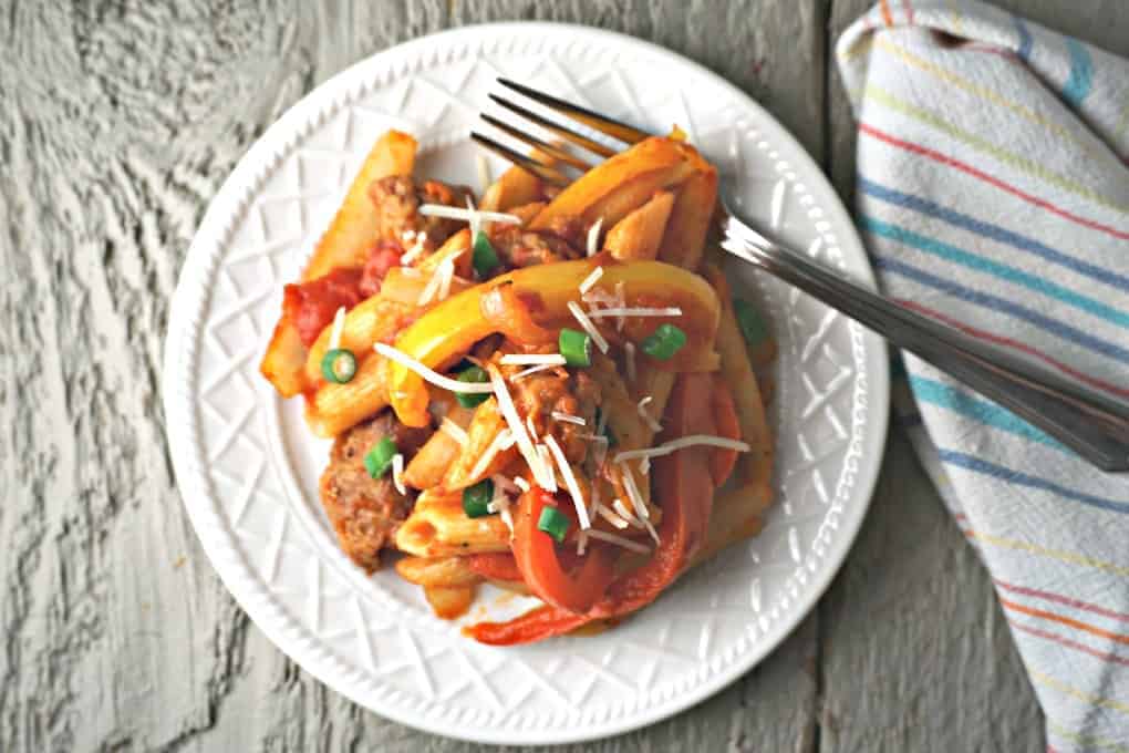 One Pot Sausage Peppers Onions Pasta - Beyond The Chicken Coop