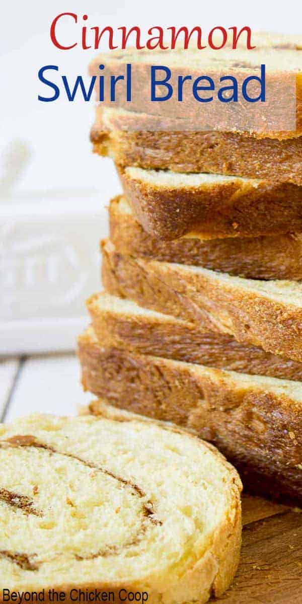 A stack of cinnamon bread.