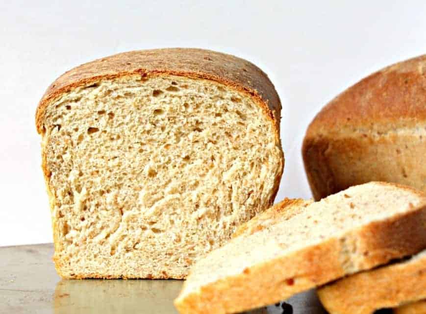 A loaf of bread cut into slices.