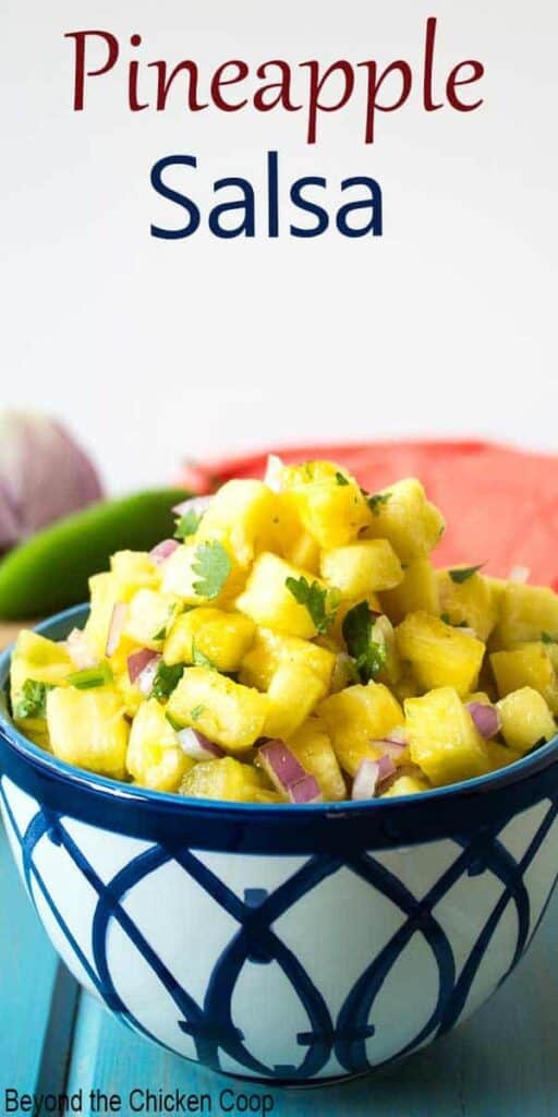A bowl filled with fresh salsa.