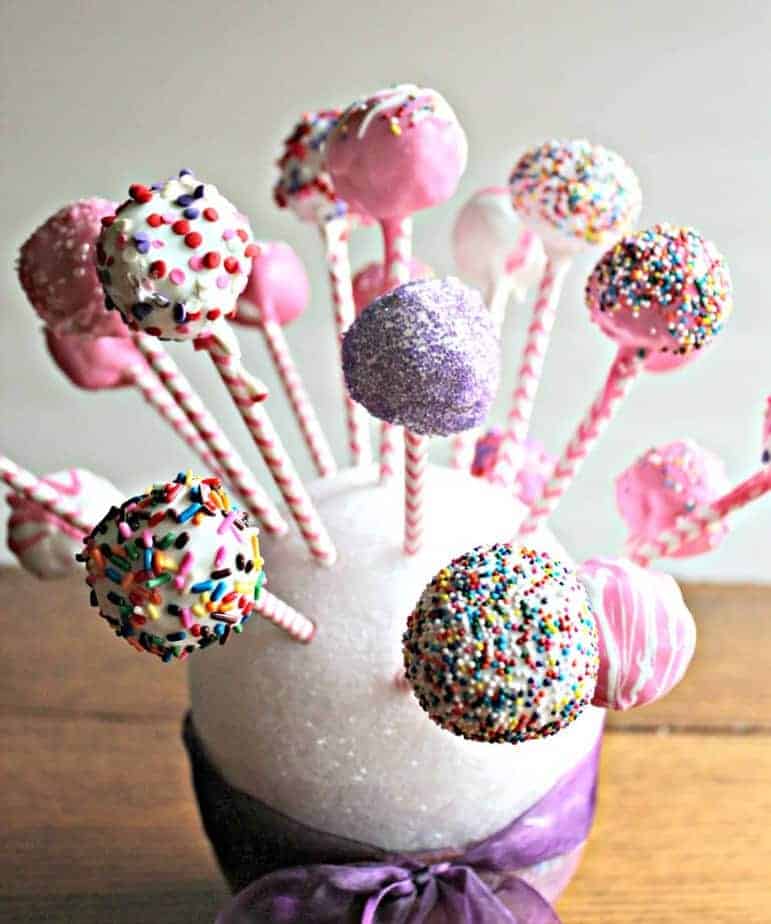 Cake Pops with different colored sprinkles