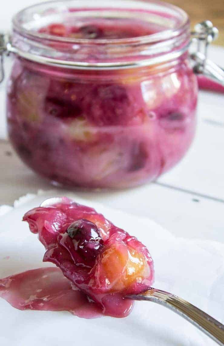 Pie filling on a spoon.