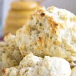 Biscuits piled on top of each other.