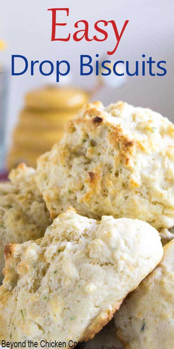 Biscuits piled on top of each other.