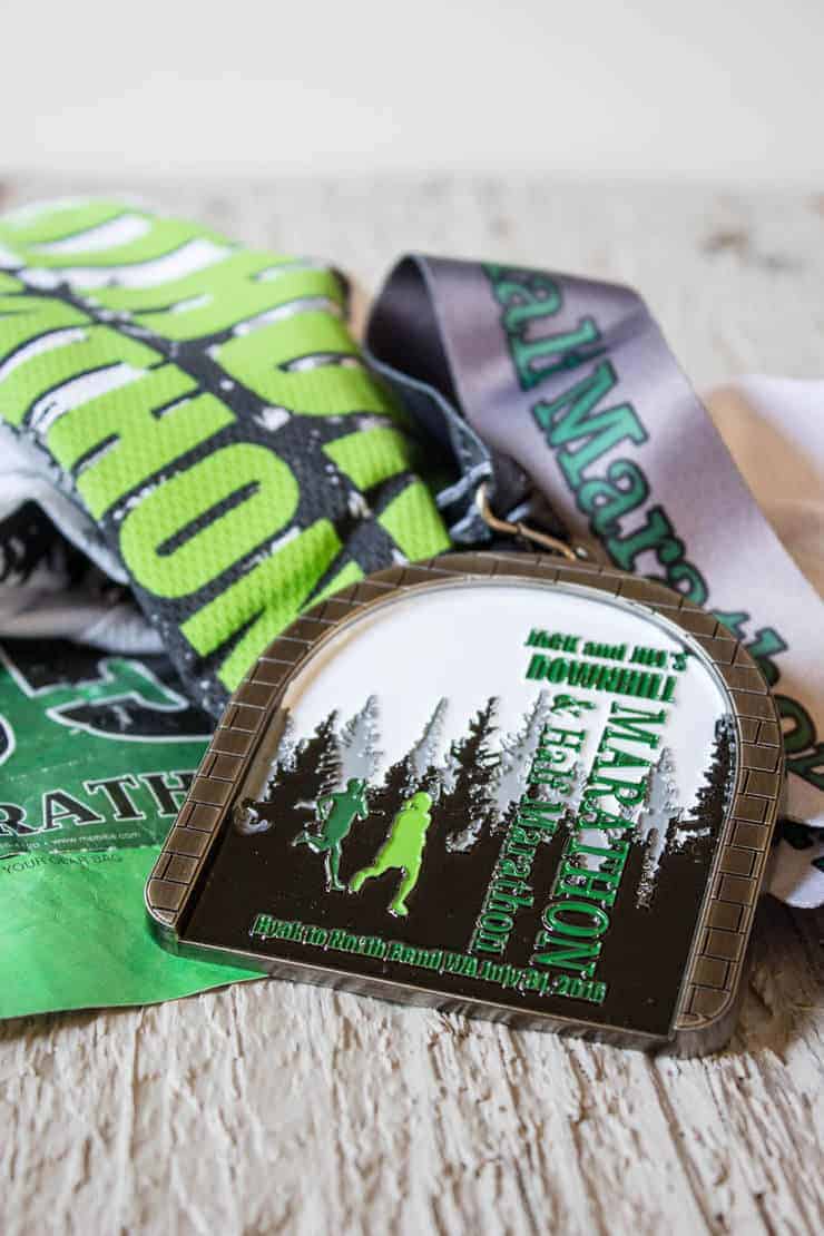 A medal from a half marathon.