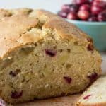 Quick bread filled with cranberries and apples.