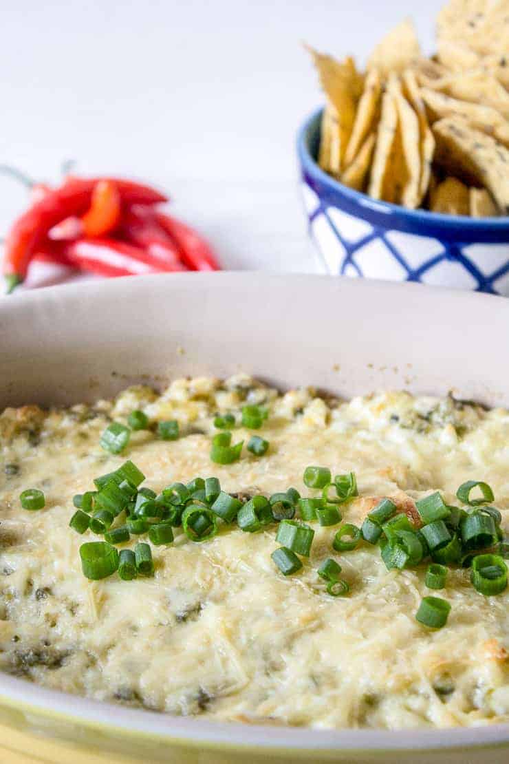 Jalapeno dip topped with green onions.