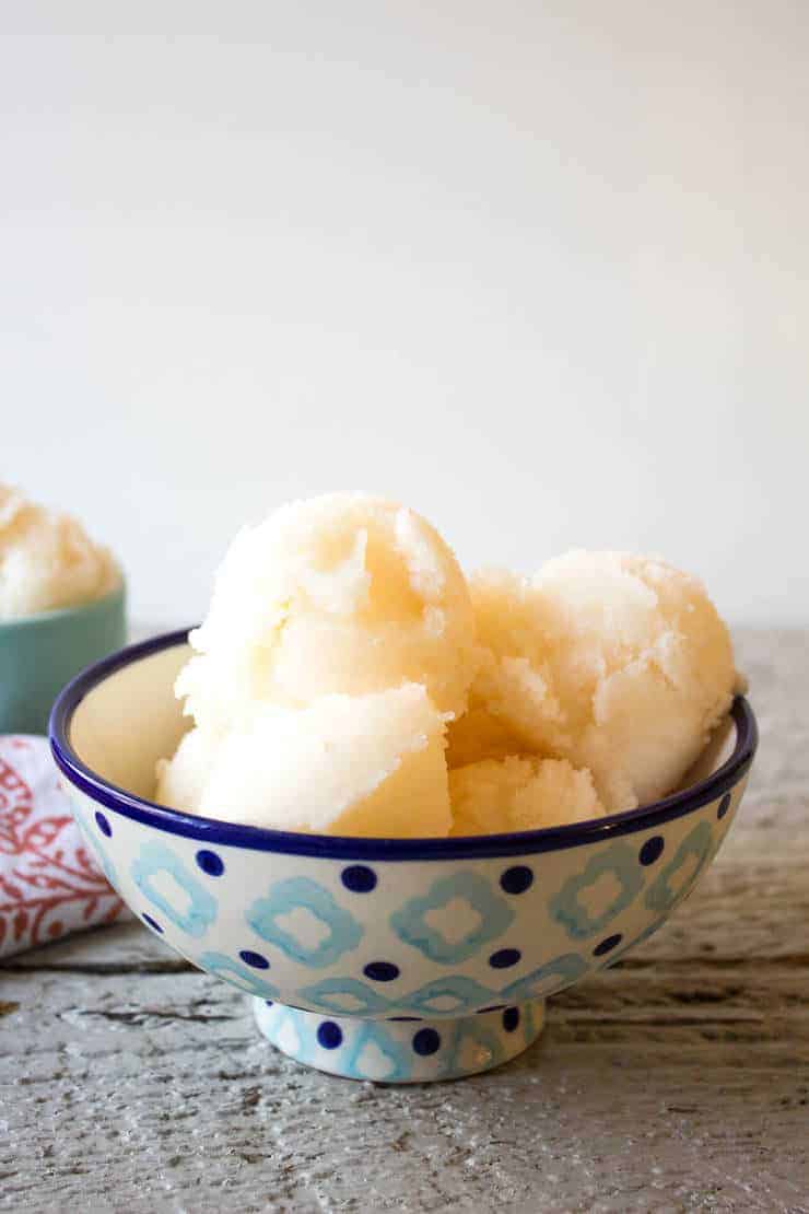 Grapefruit Sorbet in a bowl.