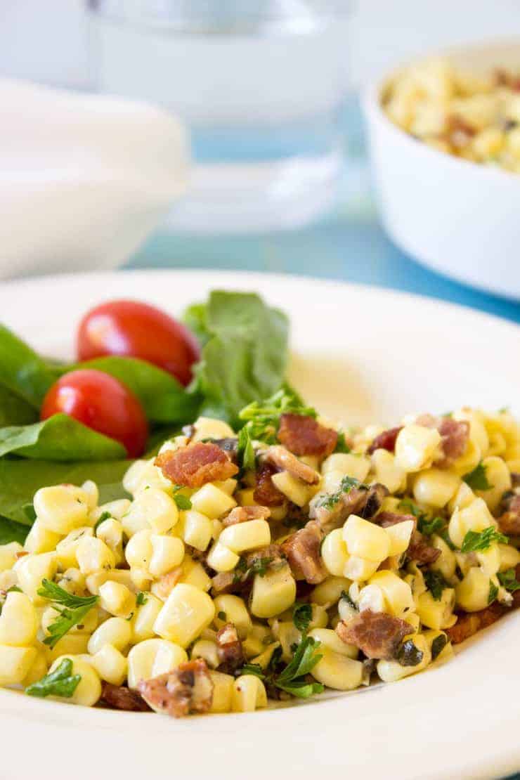 Sauteed Corn with Bacon and fresh herbs