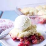 Cherry Cobbler made with fresh sour pie cherries