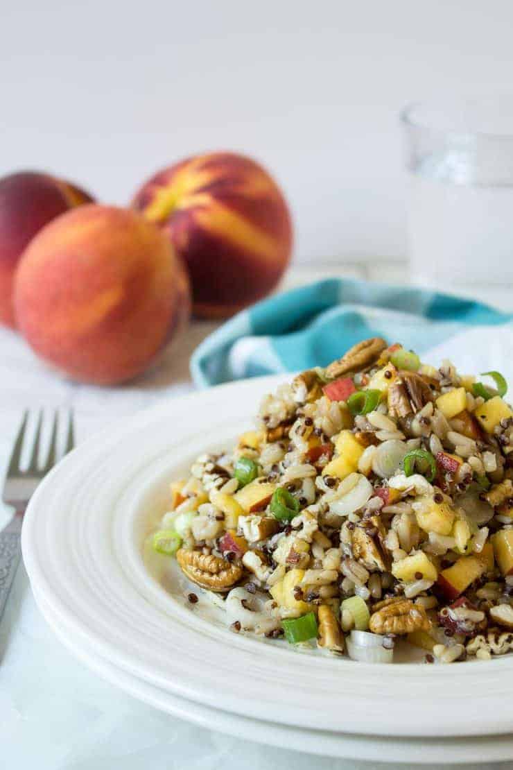 quinoa, brown rice and peach salad
