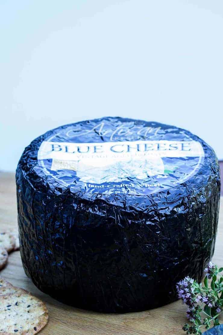 A large block of blue cheese.