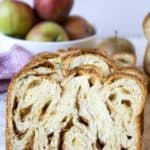 Apple Cinnamon Babka filled with bits of apples.