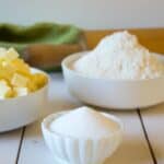 Flour, butter, salt and water is all you need to make easy puff pastry.