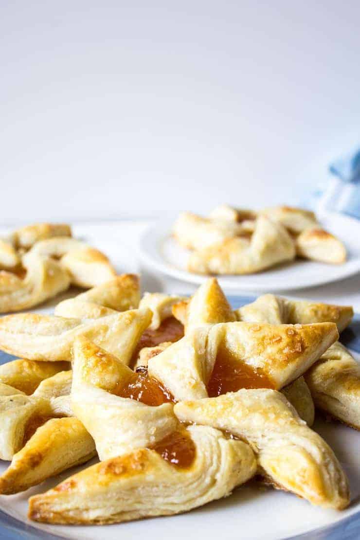 Puff pastry filled with apricot jam.