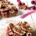 Pecan bar with fresh cranberries.