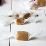 Homemade caramels wrapped and ready for sharing.