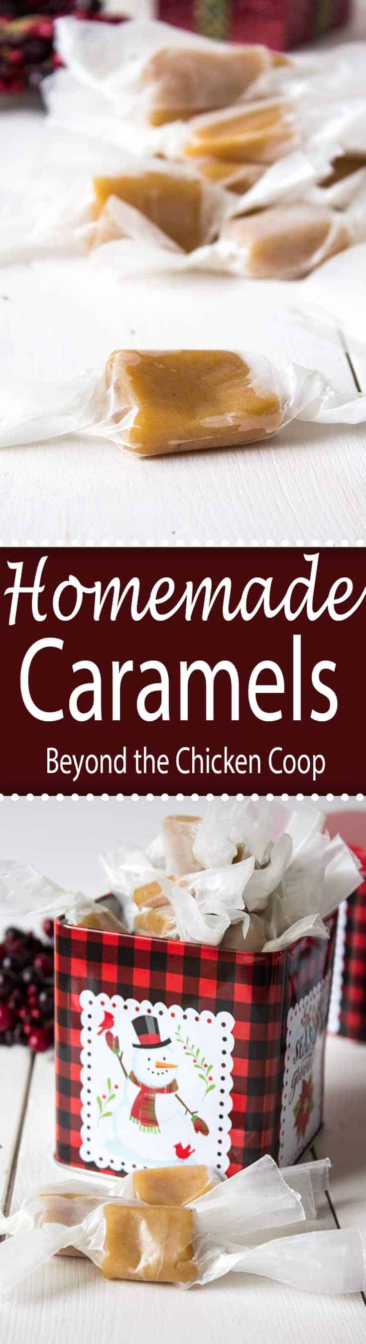 Soft and chewy homemade caramels make a perfect gift for the holidays. #caramels #holidays #candy