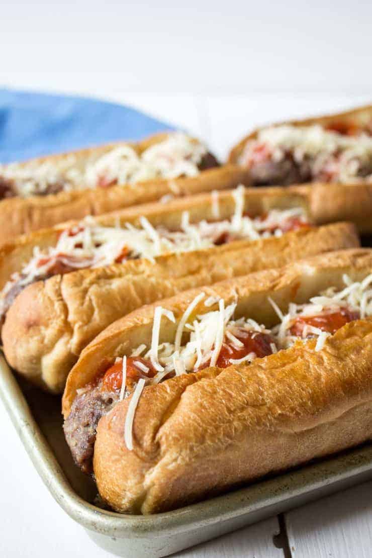 Meatball sandwiches can be popped into the oven for a quick and delicious dinner.