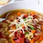 Italian pasta e fagioli - soup with pasta and beans