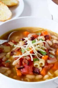 Italian pasta e fagioli - soup with pasta and beans