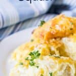 Spaghetti squash with Alfredo sauce.