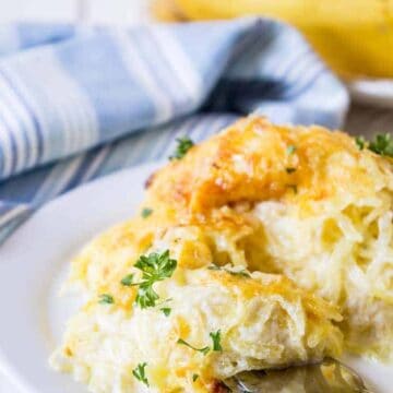 Cheesy and rich Spaghetti Squash Alfredo makes a perfect side dish or a meal all in itself