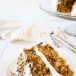 Carrot Cake made with carrots, pecans, coconut and pineapple!