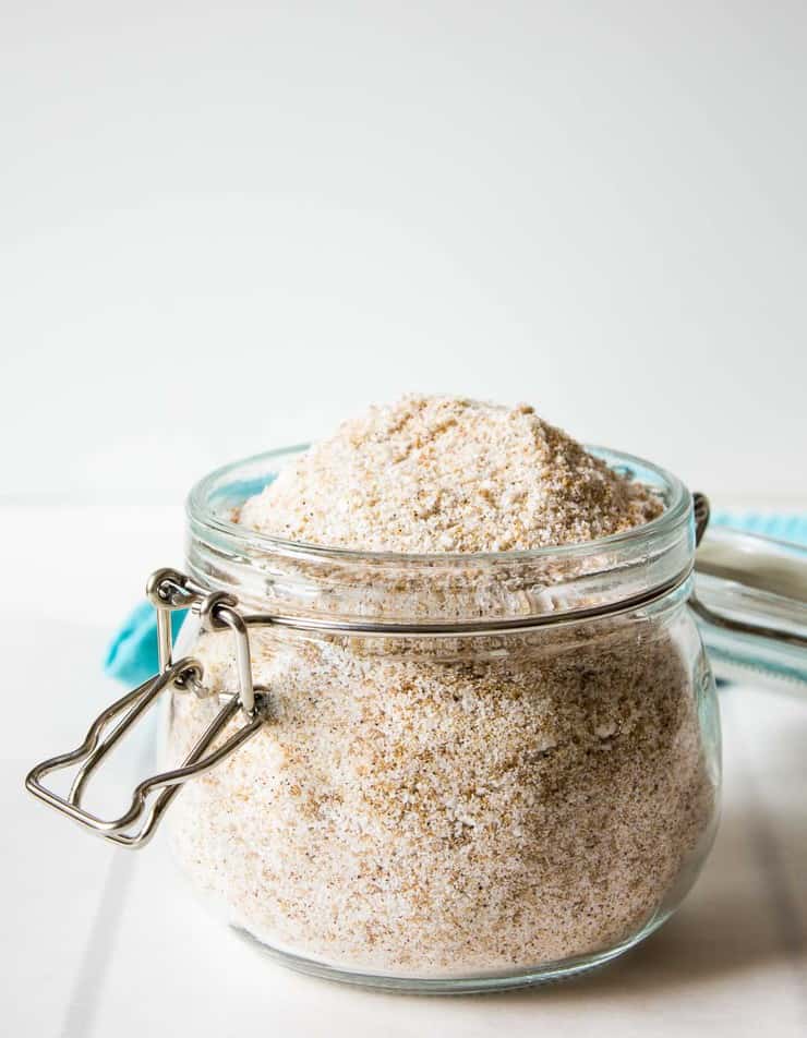 Salt, Sugar and Spice mixture in a glass jar.