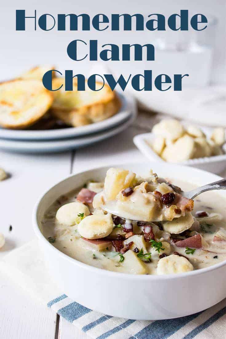 Delicious homemade clam chowder made with fresh clams.