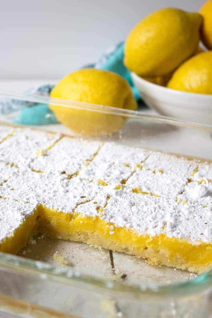 A pan full of lemon bars. 