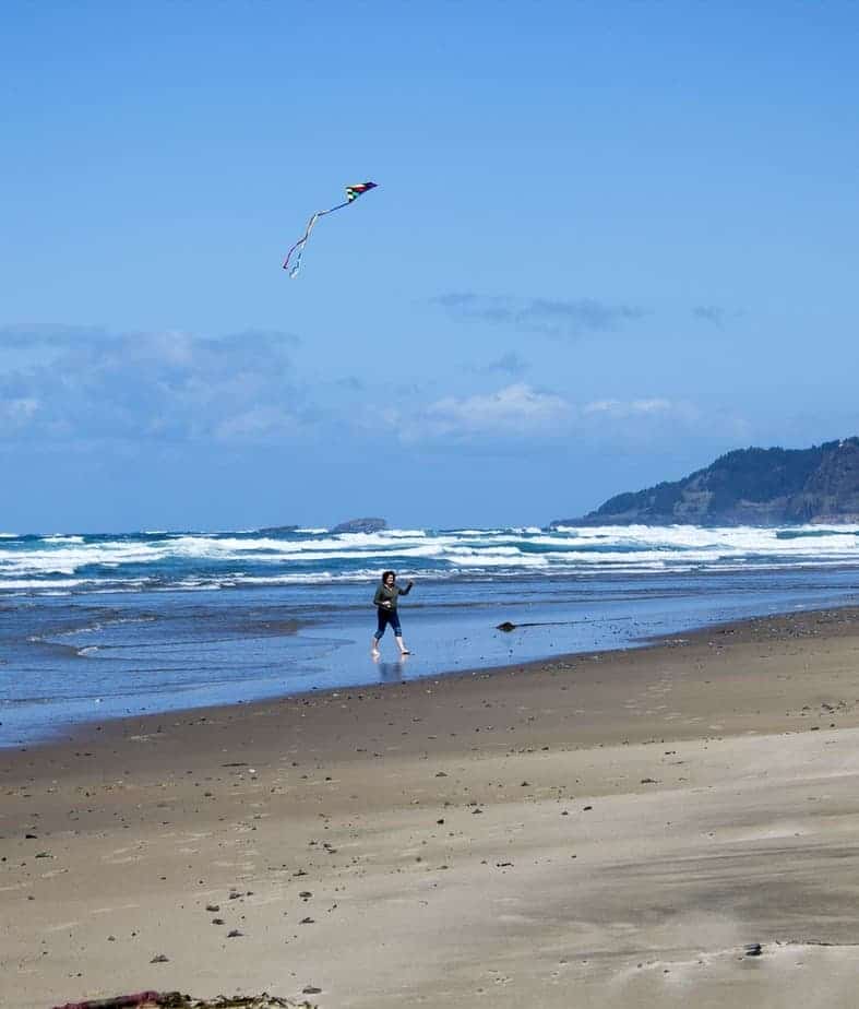 Flying a kite on the Oregon Coast