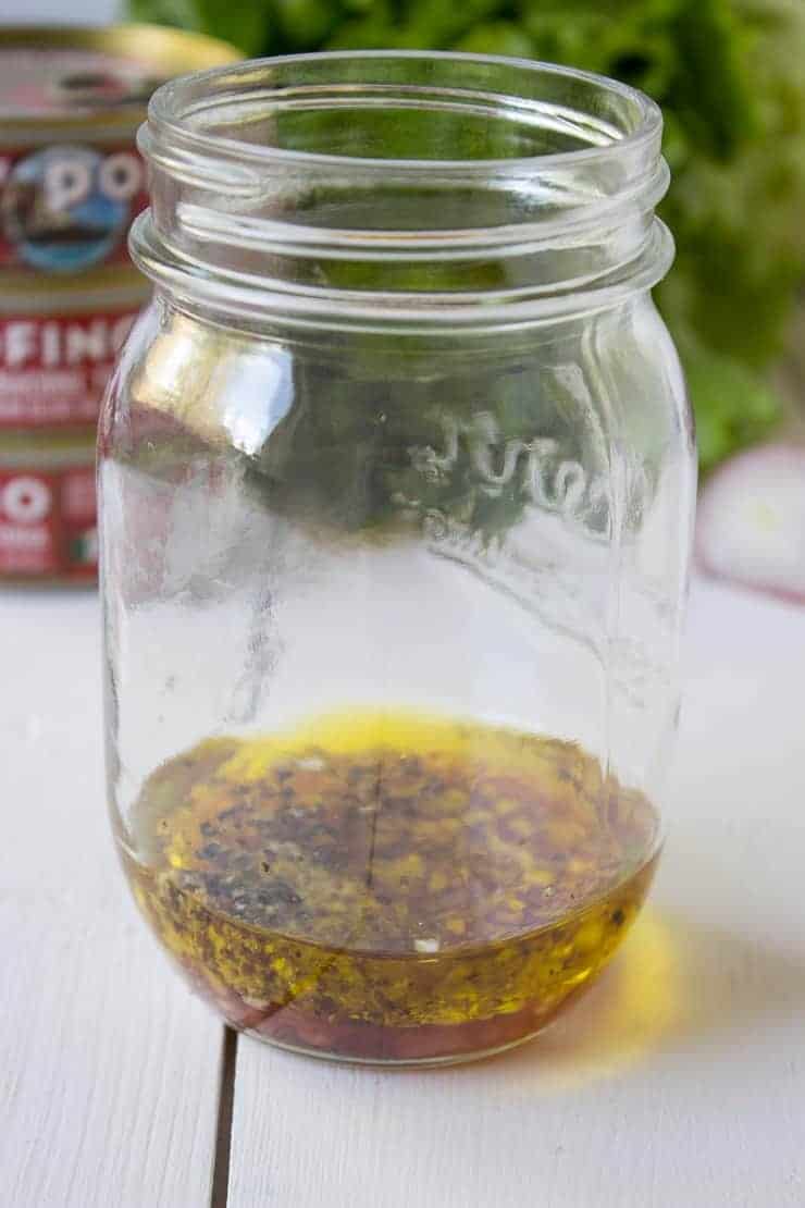 Vinaigrette dressing made with dijon mustard and shallots. 