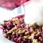 Wild Huckleberry Crisp with a granola topping.