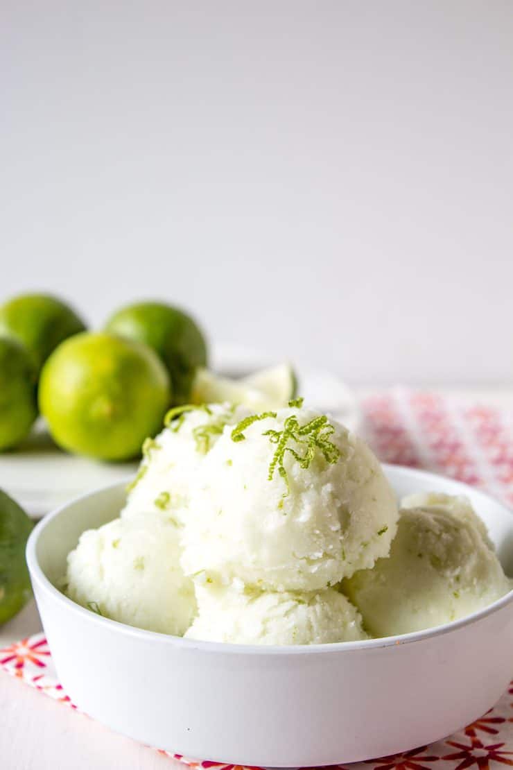 Homemade Lime Sherbet has a wonderful tart flavor. Sherbet is a cross between ice cream and sorbet.