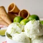 Fresh Lime Sherbet is a delicious summer treat. Made with just lime juice, sugar and milk.