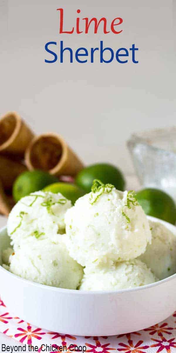 Scoops of lime ice cream in a small bowl.