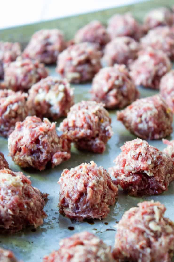 Meatballs ready for the oven.