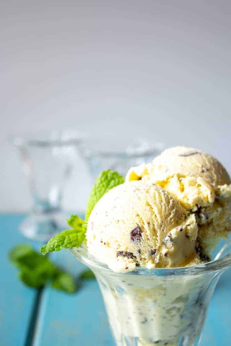 Ice cream in a parfait glass.