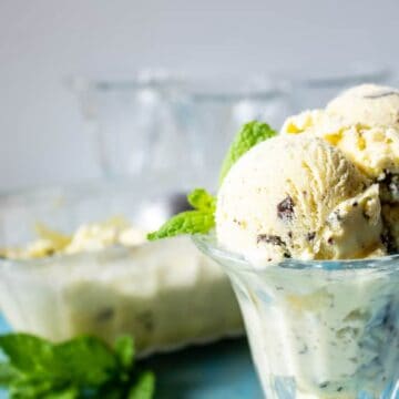 Homemade Mint Dark Chocolate Chip Ice Cream is perfect for summertime or anytime you are craving delicious ice cream.