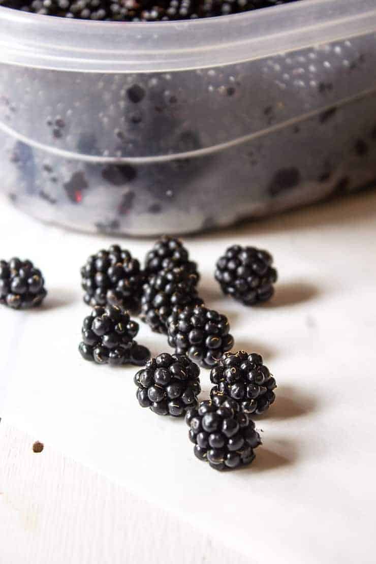 Fresh blackberries for blackberry muffins.