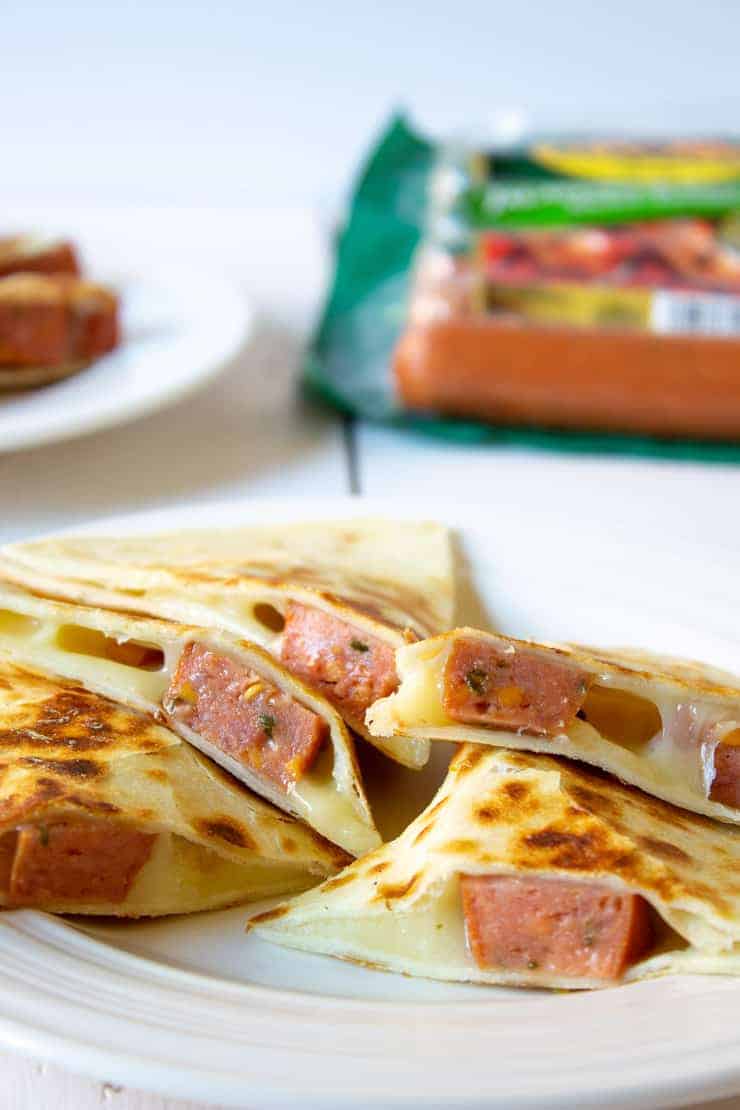 These Simple and Savory Smoke Sausage Quesadillas are perfect for getting a delicious lunch on the table in a jiffy!